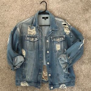 Distressed jean jacket